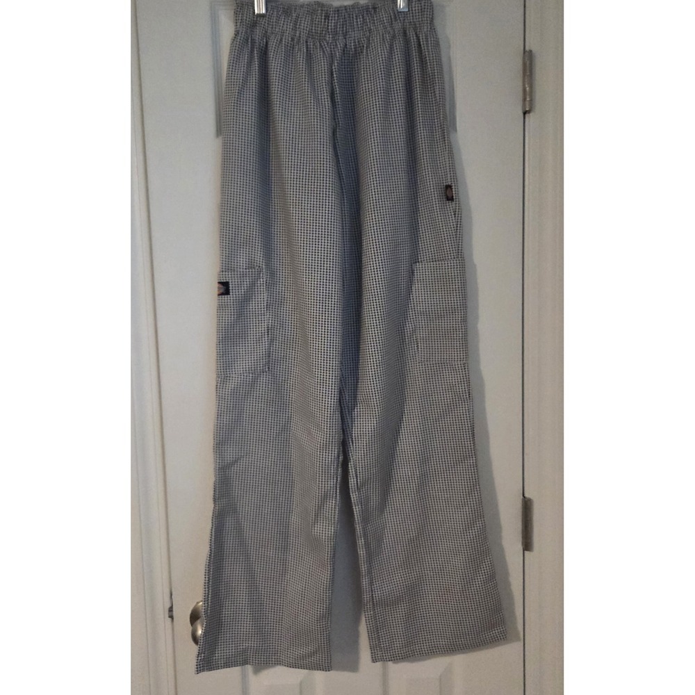 Dickies Unisex Chef Pants Houndstooth Black White Cargo Waistband XS Workwear